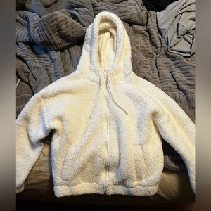 white fluffy jacket size small